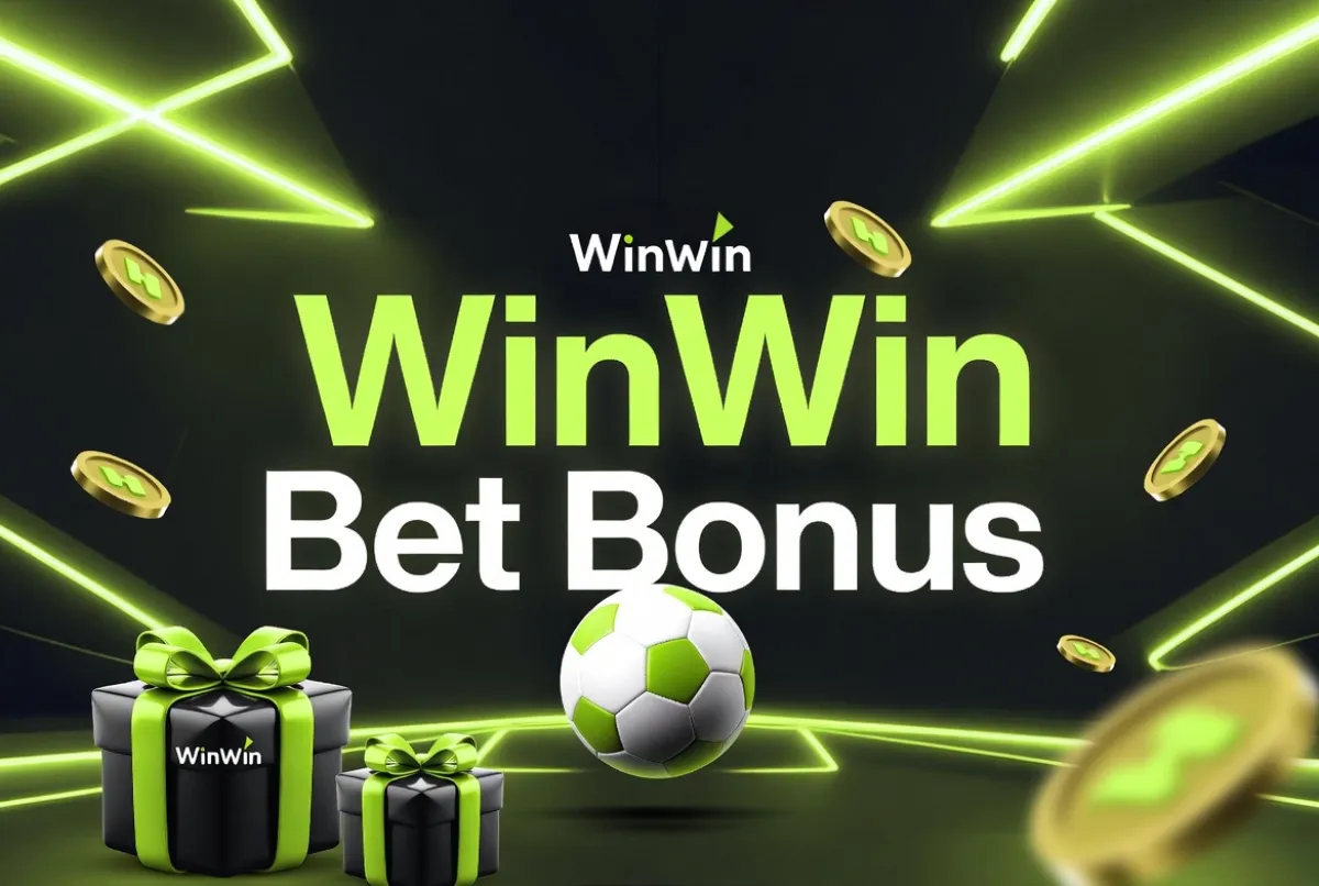 WinWin Bet welcome bonus with gift boxes and football